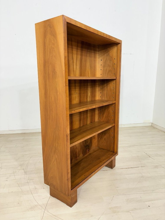 Image 1 of Elegant Art Deco walnut shelf / antique bookcase / cabinet with compartments from 1928