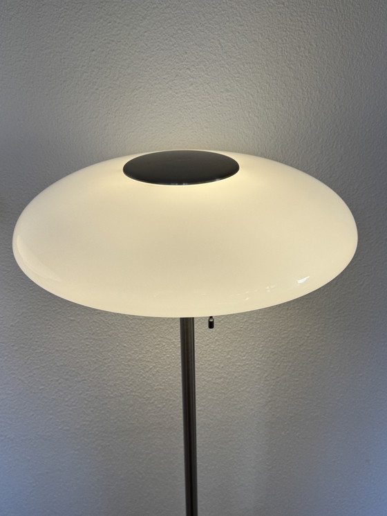 Image 1 of IKEA TÄLLBYN designer floor lamp | Glass opaline shade | brushed chrome | cord dimmer (upgrade) | 2000-2010