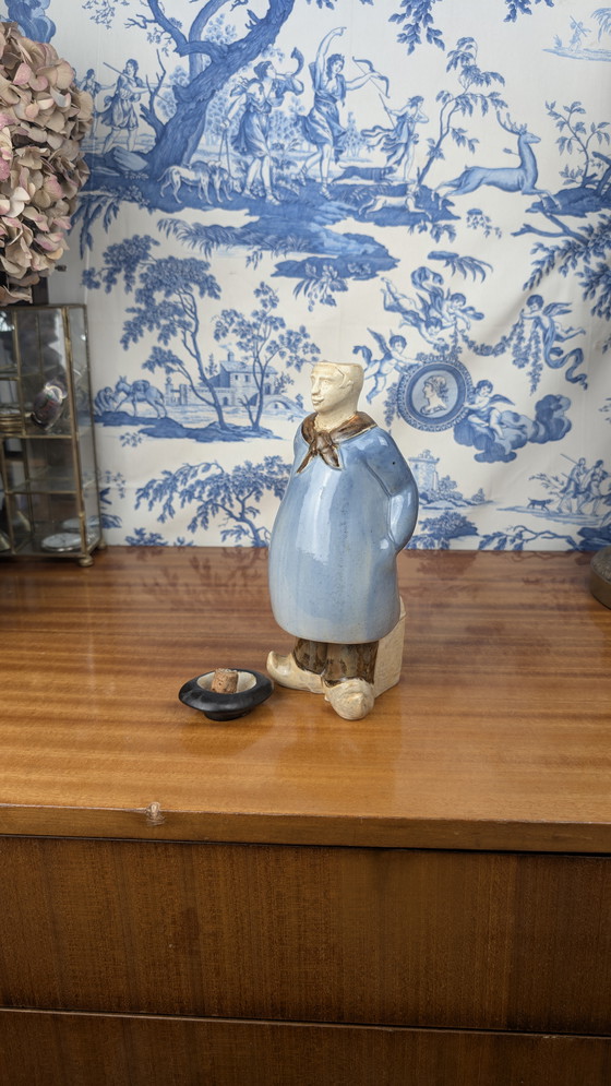 Image 1 of Denbac pour Noyer botella de licor antropomorfa de un pastor de Berrichon, cerámica de principios del siglo XX