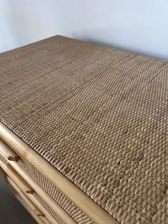 Image 1 of Vintage rattan bamboo chest of drawers