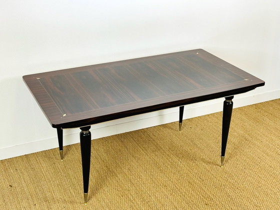 Image 1 of Art Deco eettafel van Macassar ebbenhout, 1940