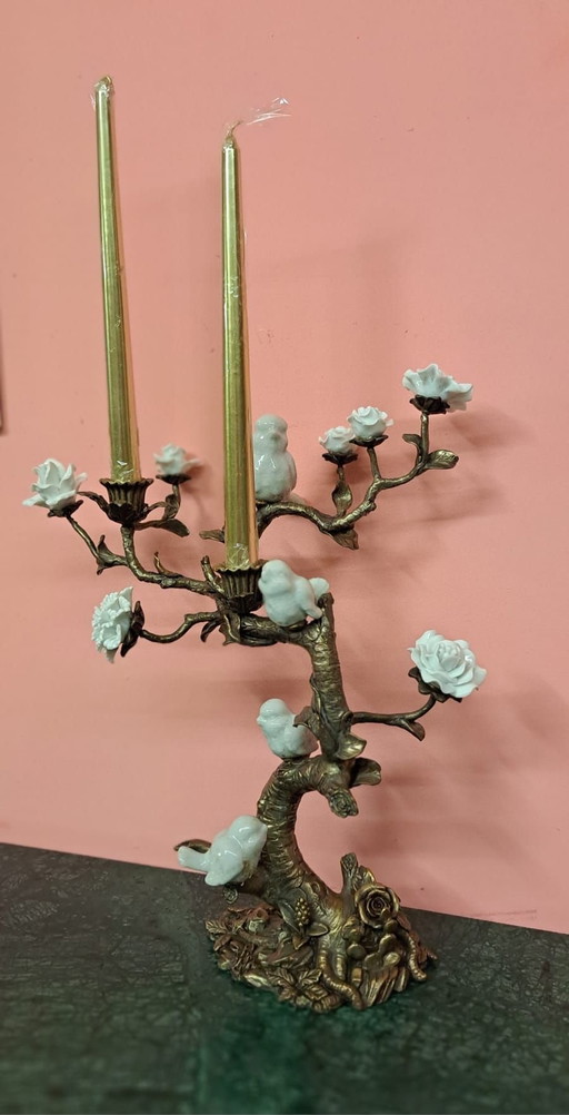 Bronze and Porcelain Candelabra
