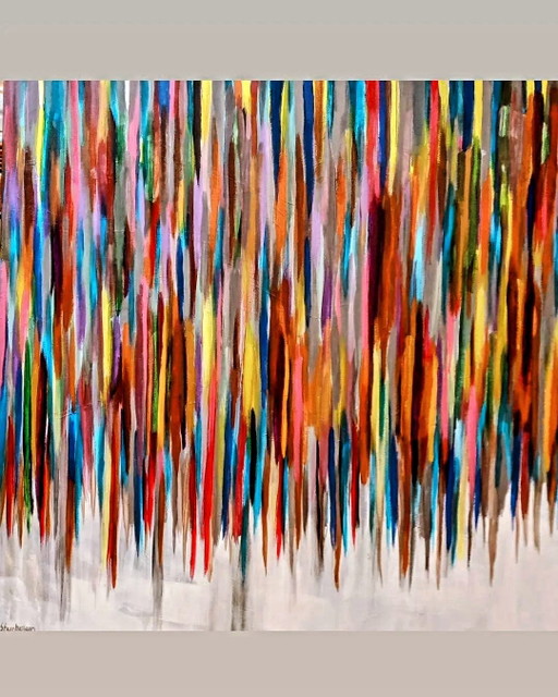 "Hanging Colours" Nieuw Abstract – kunst, Canvas