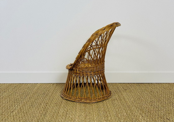 Image 1 of Fauteuil pour enfant vintage fabriqué à la main en rotin, 1960