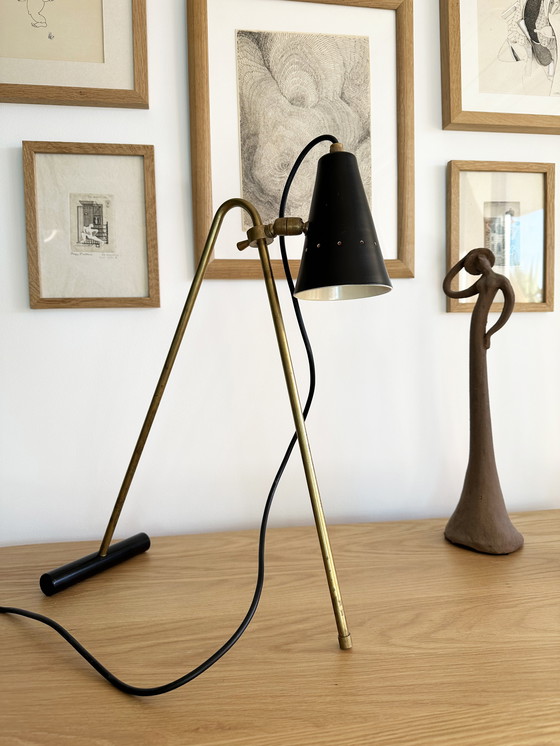 Image 1 of Large Italian Brass Table Lamp 50's Design