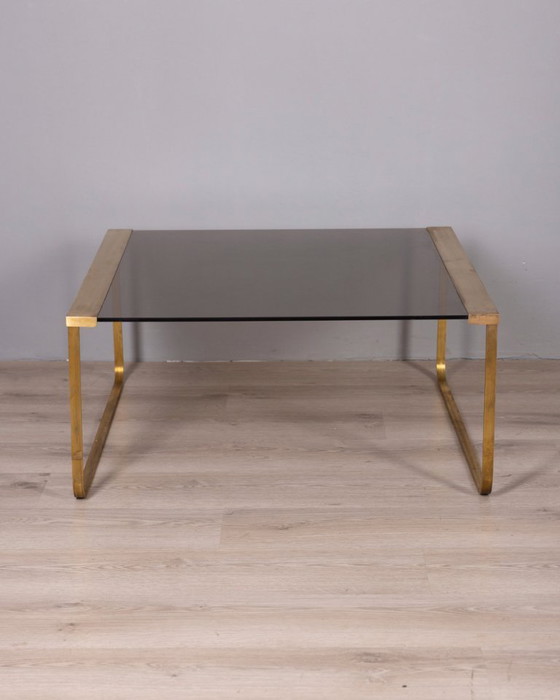 Image 1 of Tavolino da caffè vintage anni '60, design italiano in ottone e vetro.