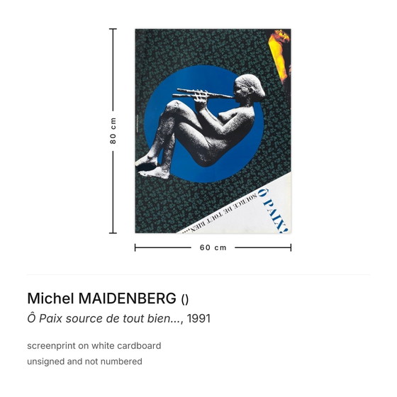 Image 1 of Michel MAIDENBERG Ô Paix source de tout bien... serigrafia 1991