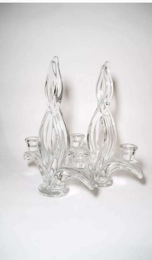 Pair of Vannes crystal candlesticks, 1960s