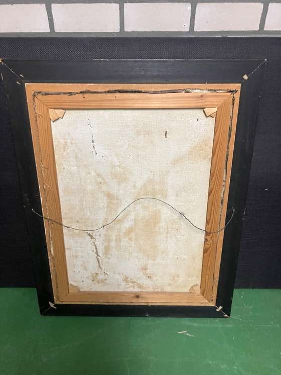 Image 1 of Ausdrucksstarke Ansicht eines Nachkriegsdorfes – Öl auf Leinwand (ca. 1955–1970)