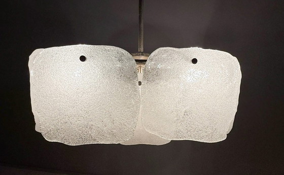 Image 1 of Lampe en verre glacé/plafonnier de J.T. Kalmar pour Kalmar Franken, modèle : Bernstein, Autriche, années 1960