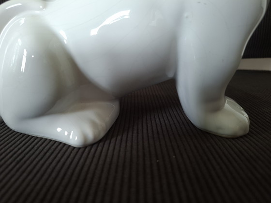 Image 1 of Vintage Italian Ceramic Dachshund – 1980s – White Glaze (22cm)