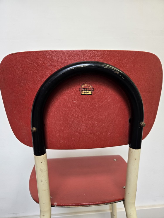 Image 1 of Chaises Brabantia en acier des années 1960, rouge crème noir