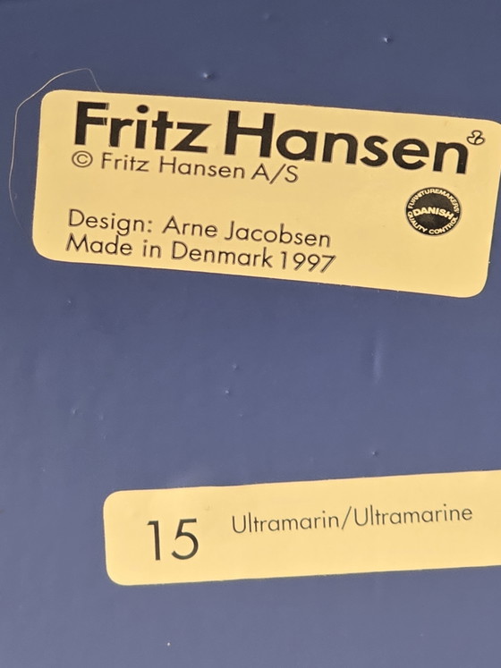 Image 1 of 6 Fritz Hansen chairs designed by Arne Jacobson, original label