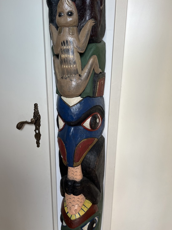 Image 1 of Wunderschöner Totempfahl, 200 x 27 cm, Holzkunstwerk