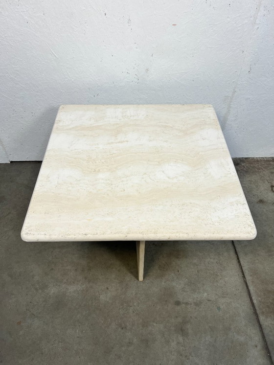 Image 1 of Tavolino da caffè vintage in travertino, quadrato, Italia anni '70