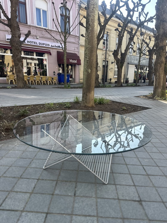 Image 1 of Vintage salontafel met draadframe onderstel