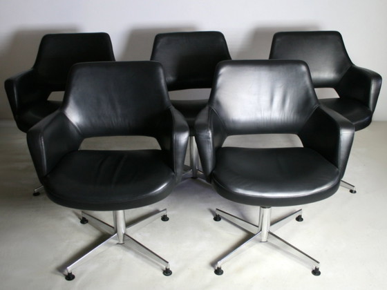 Image 1 of Original Wilde & Spieth cuir fauteuil pivotant Egon Eiermann chaise de bureau