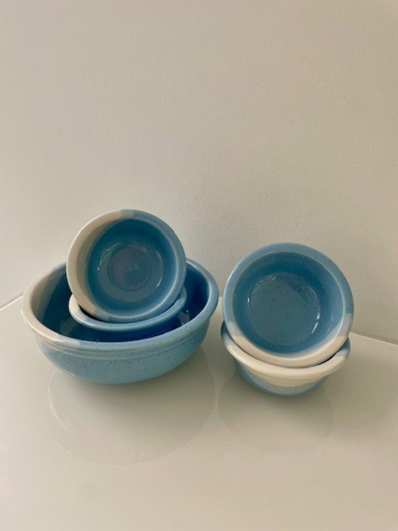 Image 1 of Kultakeramiikka Finland tray set blue/white (5-piece)