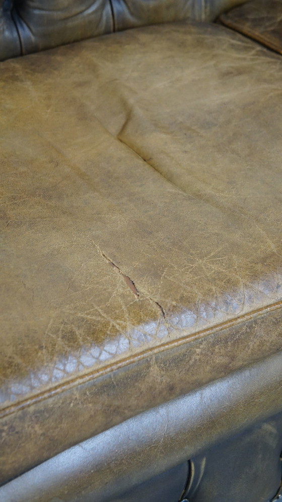 Image 1 of Beef Leather Chesterfield Sofa