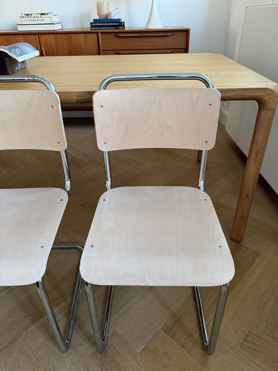 4x Gispen 101 Buisframe Stoelen – Eetkamerstoelen, Metal, Wood (photo 8 of 14)
