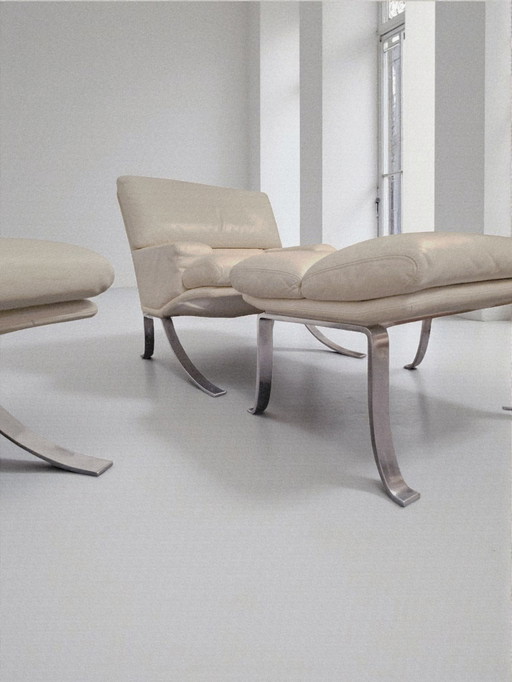 Durlet — Paire de fauteuils lounge avec ottoman, Belgique, années 1970