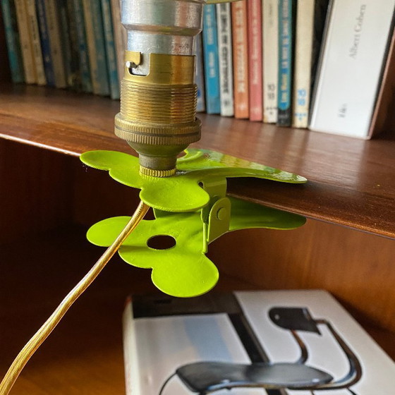 Image 1 of Small green metal mushroom clip-on lamp, vintage night light