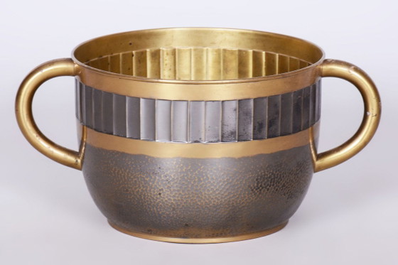 Originele Art Deco jardinière, professioneel gereinigd messing, Tsjechisch, jaren 1910 – Plantenbak, Brass (photo 8 of 9)