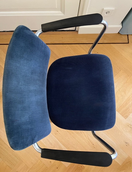 Image 1 of Original 1930er Gispen 354 Bürostuhl blau