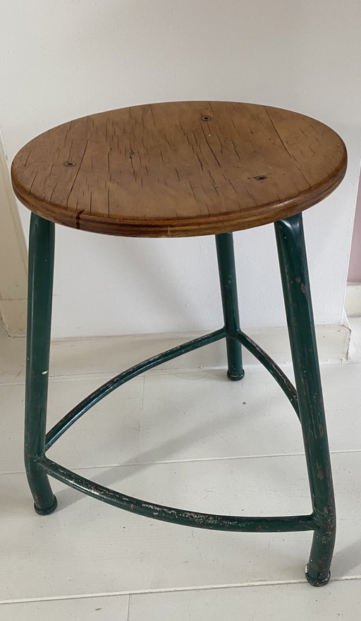 Sgabello industriale vintage o sgabello scolastico, probabilmente Ahrend de Cirkel