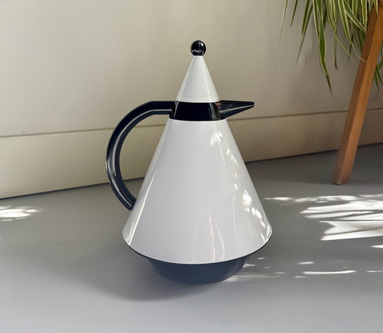 Image 1 of Jolie bouteille thermos conique vintage de style Memphis, signée Emsa Rio.