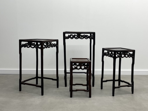 Chinese Huanghuali wooden nesting tables circa 1900