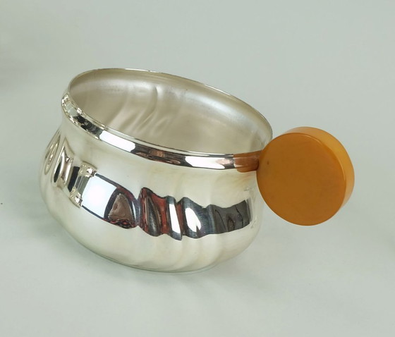 Image 1 of 6 tea glasses in chrome-plated metal holders with bakelite handles, art deco, 1930s 40s