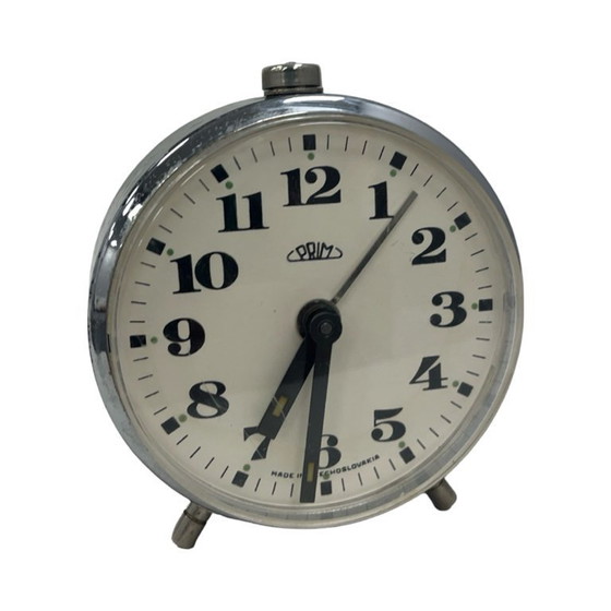 Image 1 of PRIM vintage alarm clock – Czechoslovakia – mechanical – chrome – 1960s/1970s