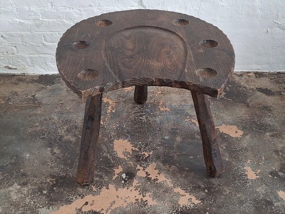 Image 1 of Brutalist Hand-Carved Horse-Shoe Shaped Gaming / Coffee Table 1960s