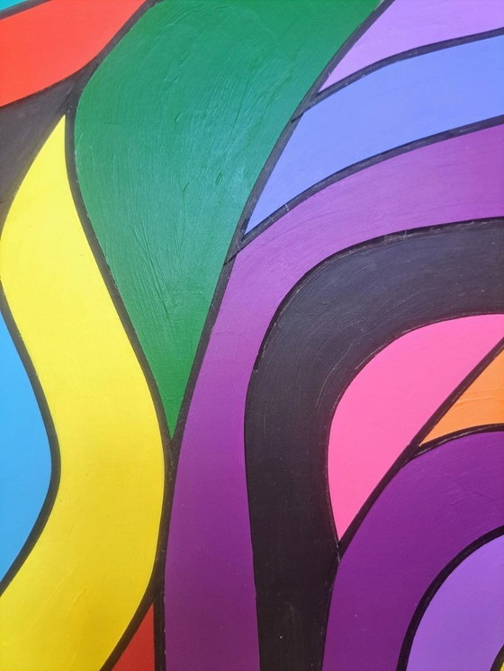 Image 1 of Courants Sauvages" - pintura abstracta de Franklin van Dam - Acrílico sobre MDF - 95 × 95 cm