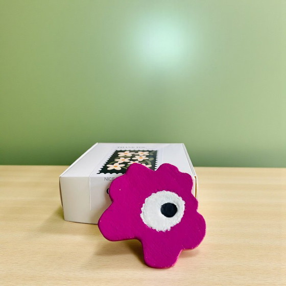 Image 1 of Handmade Marimekko inspired flower wooden brooch one of a kind