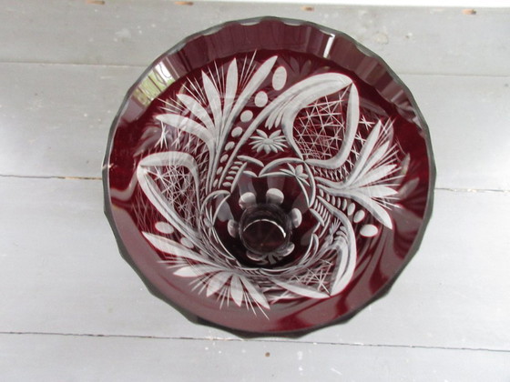 Image 1 of Jarrón antiguo de cristal rojo rubí de Bohemia