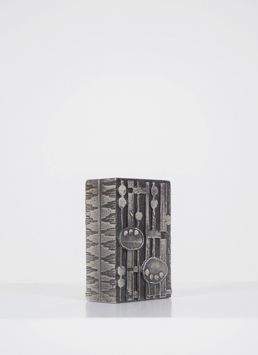 Vase brutaliste en acier inoxydable, œuvre d'Olav Joa pour Polaris, 1972 – vazen, rvs
