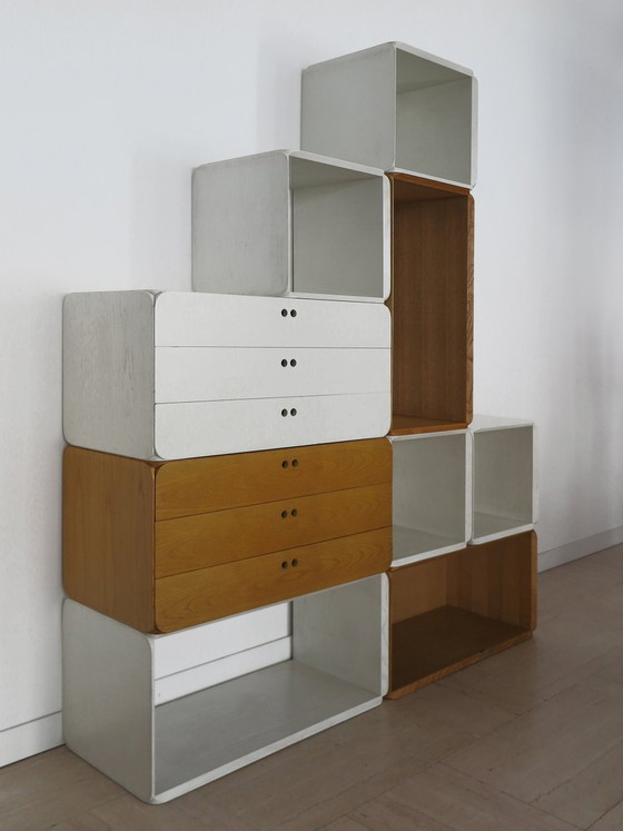 Two-tone modular Bookcases Samara by Derk Jan De Vries for Maisa, Italy, 70s, 8-piece set, White (photo 19 of 23)