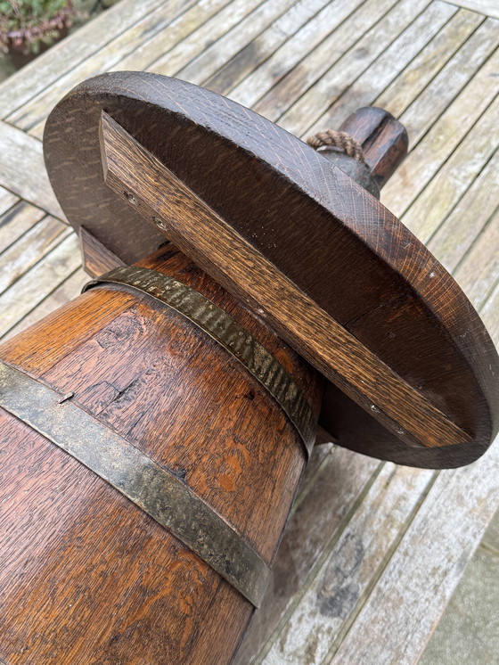 Image 1 of Bouée de pêche ancienne en bois | Chêne massif et fer forgé | XIXe siècle