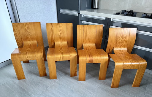 4x sedie per sala da pranzo - sedia a strisce di Castelijn, designer Gijs Bakker