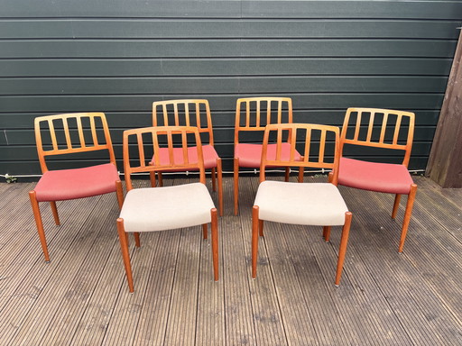 Set van 6 Niels Otto Møller eetkamerstoelen Model 83