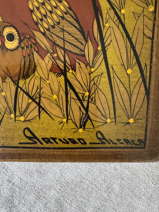 Owl; vintage painting from Mexico, Arturo Alcala - folk art, wood – schilderijen tekeningen (photo 2 of 11)