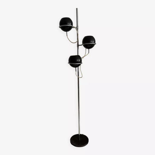 Monix Vintage Floor Lamp, Chrome And Brown Lacquered Metal