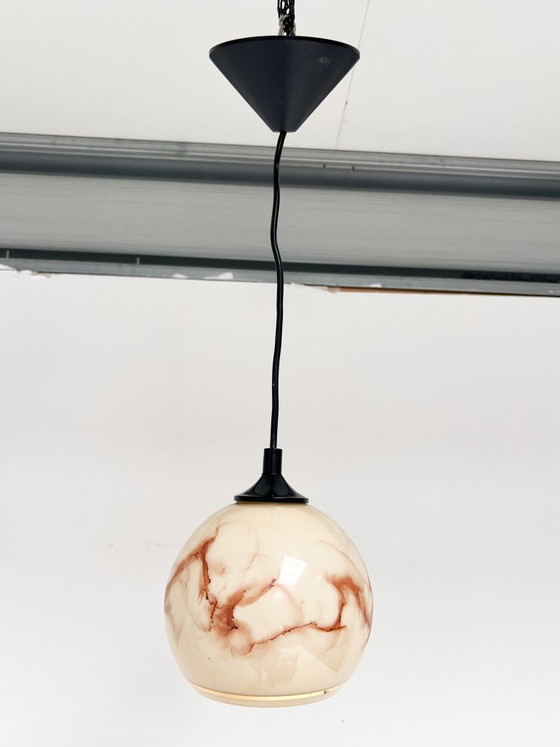 Ronde Vintage Plafondlamp Met Marmerpatroon, 1960's – Hanglampen, Glass (photo 5 of 6)