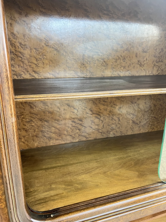 Image 1 of Art Deco bookcase/wall cabinet - Germany around 1930 - by EHD made of walnut with veneered fronts