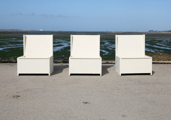 Set di 3 Poltrone brutaliste, legno dipinto, anni '60 (photo 9 of 28)