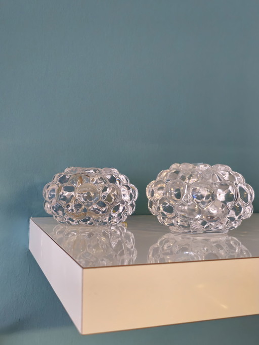 Set Vintage Orrefors Crystal Waxine Waxine Holders Glass