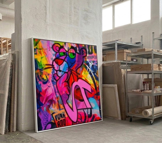Hommage Paulchen Pink Panther Punk ROD “ – Exklusives Ausstellungsstück auf Fine Art Druck Leinwand | 150 × (photo 5 of 6)