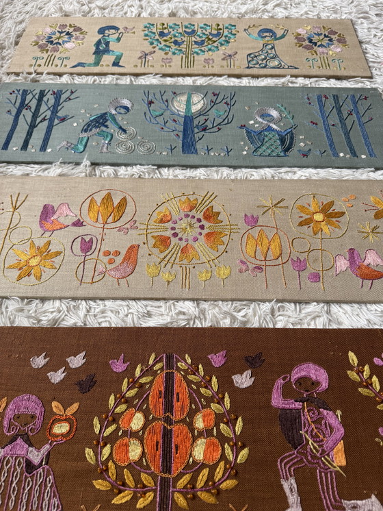 Image 1 of Scandinavische borduurpanelen uit de jaren 60